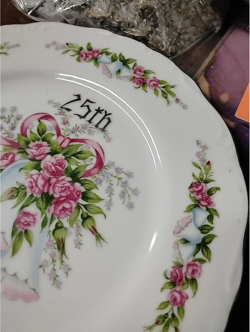 25th Anniversary Celebration Plate Norcrest Fine China B-331 Japan Platinum Trim